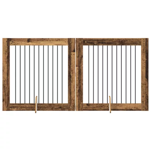  Kutyakerítés állványokkal 2 pcs Antik Fa 100 x 100 cm