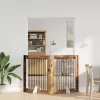  Kutyakerítés állványokkal 2 pcs Antik Fa 100 x 100 cm
