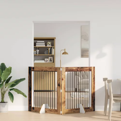  Kutyakerítés állványokkal 2 pcs Antik Fa 100 x 100 cm