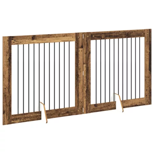  Kutyakerítés állványokkal 2 pcs Antik Fa 100 x 100 cm