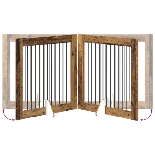  Kutyakerítés állványokkal 2 pcs Antik Fa 100 x 100 cm