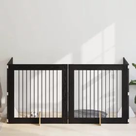    Kutyakerítés állványokkal 4 pcs Fekete Tölgy 100 x 100 cm