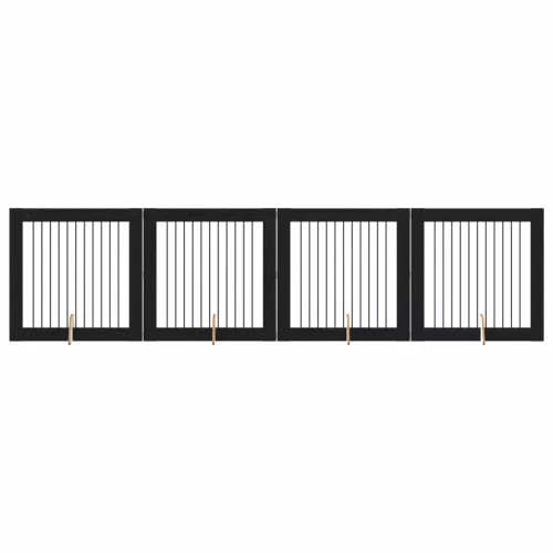  Kutyakerítés állványokkal 4 pcs Fekete Tölgy 100 x 100 cm