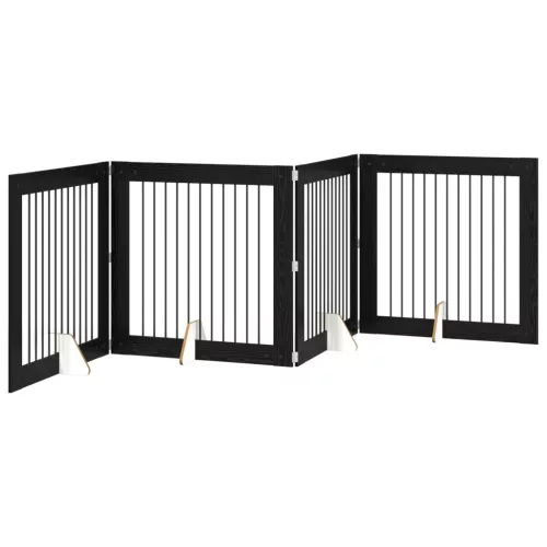  Kutyakerítés állványokkal 4 pcs Fekete Tölgy 100 x 100 cm