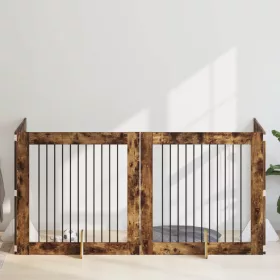    Kutyakerítés állványokkal 4 pcs Füstös Tölgy 100 x 100 cm