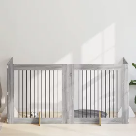    Kutyakerítés állványokkal 4 pcs Szürke Sonoma 100 x 100 cm