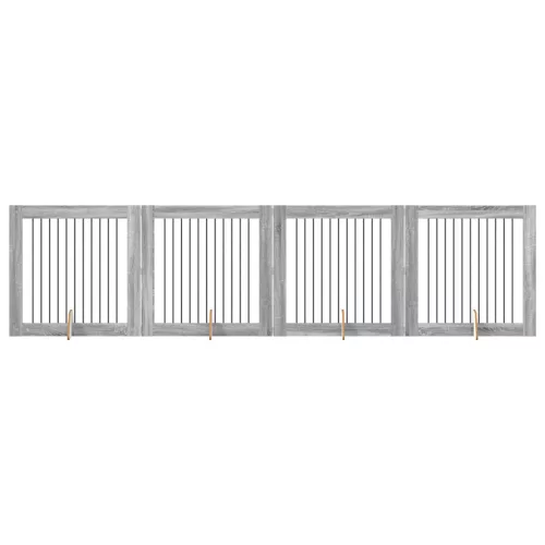  Kutyakerítés állványokkal 4 pcs Szürke Sonoma 100 x 100 cm
