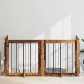  Kutyakerítés állványokkal 4 pcs Antik Fa 100 x 100 cm