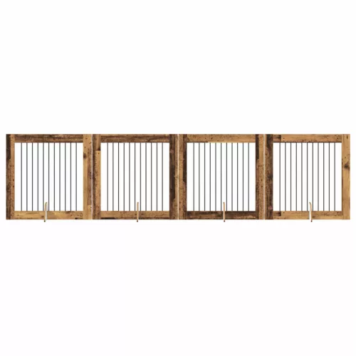 Kutyakerítés állványokkal 4 pcs Antik Fa 100 x 100 cm