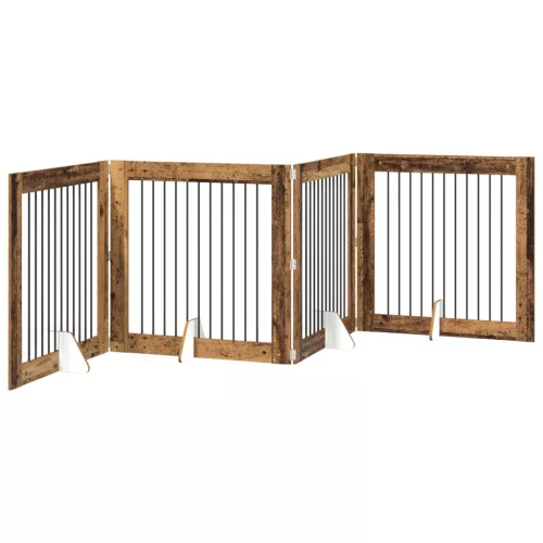  Kutyakerítés állványokkal 4 pcs Antik Fa 100 x 100 cm