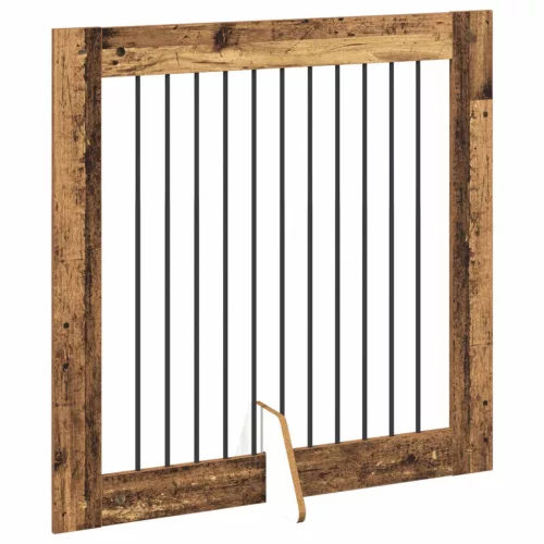  Kutyakerítés állványokkal 4 pcs Antik Fa 100 x 100 cm