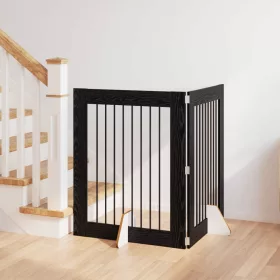    Kutyakerítés állványokkal 2 pcs Fekete Tölgy 80 x 100 cm
