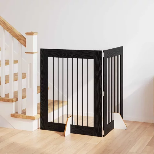  Kutyakerítés állványokkal 2 pcs Fekete Tölgy 80 x 100 cm