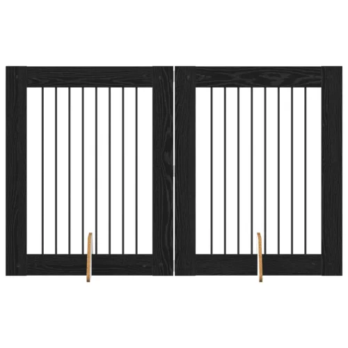  Kutyakerítés állványokkal 2 pcs Fekete Tölgy 80 x 100 cm