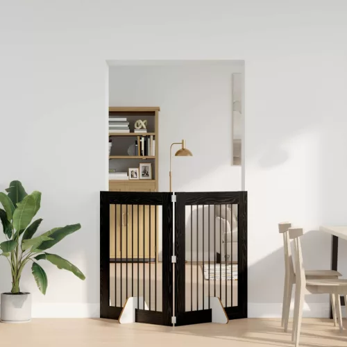  Kutyakerítés állványokkal 2 pcs Fekete Tölgy 80 x 100 cm
