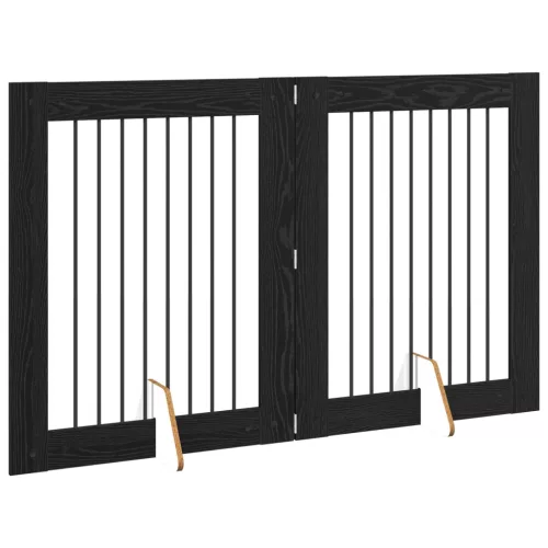  Kutyakerítés állványokkal 2 pcs Fekete Tölgy 80 x 100 cm