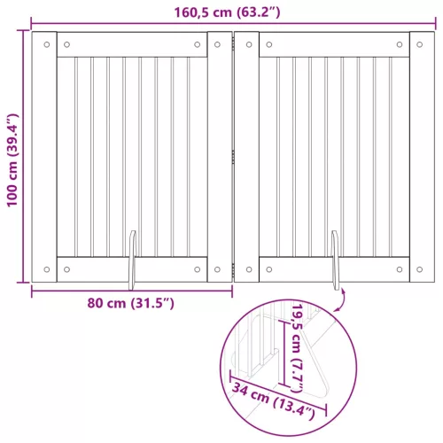  Kutyakerítés állványokkal 2 pcs Fekete Tölgy 80 x 100 cm