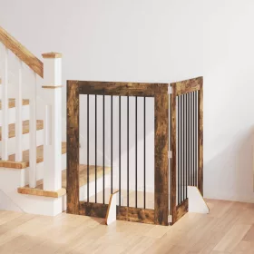    Kutyakerítés állványokkal 2 pcs Füstös Tölgy 80 x 100 cm
