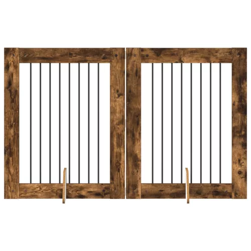  Kutyakerítés állványokkal 2 pcs Füstös Tölgy 80 x 100 cm