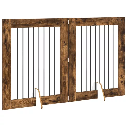  Kutyakerítés állványokkal 2 pcs Füstös Tölgy 80 x 100 cm