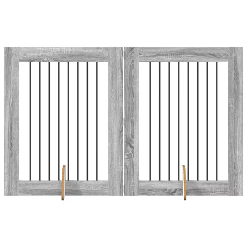  Kutyakerítés állványokkal 2 pcs Szürke Sonoma 80 x 100 cm