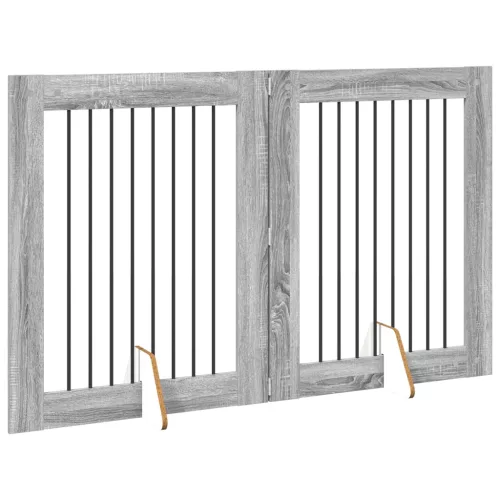  Kutyakerítés állványokkal 2 pcs Szürke Sonoma 80 x 100 cm