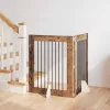 Kutyakerítés állványokkal 2 pcs Antik Fa 80 x 100 cm Szerelt Fa