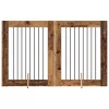  Kutyakerítés állványokkal 2 pcs Antik Fa 80 x 100 cm Szerelt Fa