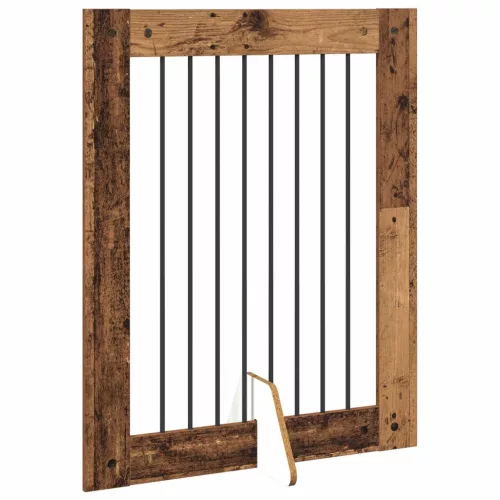  Kutyakerítés állványokkal 2 pcs Antik Fa 80 x 100 cm Szerelt Fa