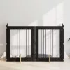 Kutyakerítés állványokkal 4 pcs Fekete Tölgy 80 x 100 cm