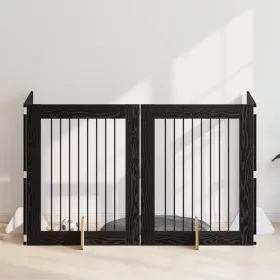    Kutyakerítés állványokkal 4 pcs Fekete Tölgy 80 x 100 cm