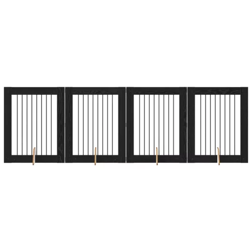  Kutyakerítés állványokkal 4 pcs Fekete Tölgy 80 x 100 cm