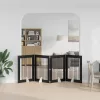 Kutyakerítés állványokkal 4 pcs Fekete Tölgy 80 x 100 cm