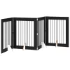  Kutyakerítés állványokkal 4 pcs Fekete Tölgy 80 x 100 cm