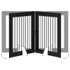  Kutyakerítés állványokkal 4 pcs Fekete Tölgy 80 x 100 cm