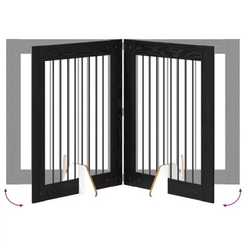  Kutyakerítés állványokkal 4 pcs Fekete Tölgy 80 x 100 cm