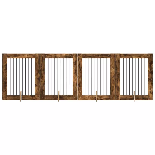  Kutyakerítés állványokkal 4 pcs Füstös Tölgy 80 x 100 cm