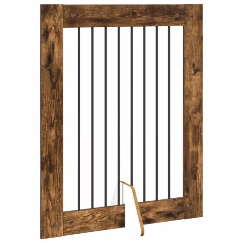  Kutyakerítés állványokkal 4 pcs Füstös Tölgy 80 x 100 cm