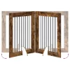  Kutyakerítés állványokkal 4 pcs Füstös Tölgy 80 x 100 cm