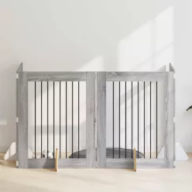    Kutyakerítés állványokkal 4 pcs Szürke Sonoma 80 x 100 cm