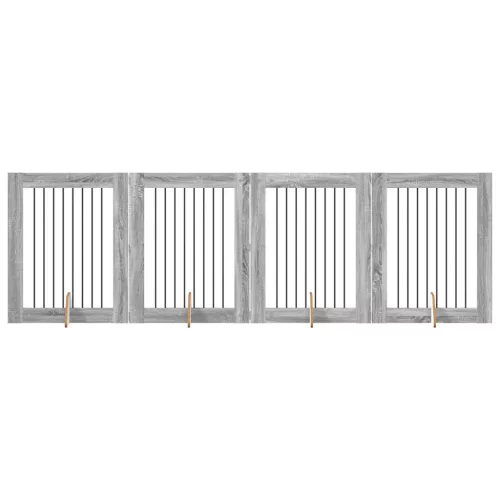  Kutyakerítés állványokkal 4 pcs Szürke Sonoma 80 x 100 cm