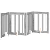  Kutyakerítés állványokkal 4 pcs Szürke Sonoma 80 x 100 cm