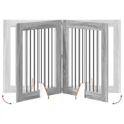  Kutyakerítés állványokkal 4 pcs Szürke Sonoma 80 x 100 cm