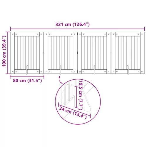  Kutyakerítés állványokkal 4 pcs Szürke Sonoma 80 x 100 cm