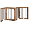  Kutyakerítés állványokkal 4 pcs Antik Fa 80 x 100 cm Szerelt Fa