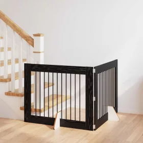    Kutyakerítés állványokkal 2 pcs Fekete Tölgy 100 x 80 cm