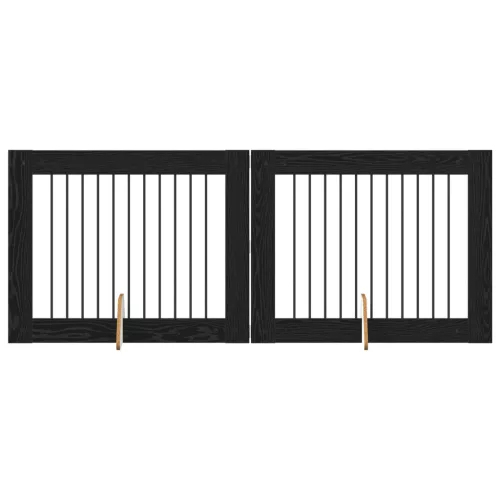  Kutyakerítés állványokkal 2 pcs Fekete Tölgy 100 x 80 cm