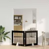  Kutyakerítés állványokkal 2 pcs Fekete Tölgy 100 x 80 cm