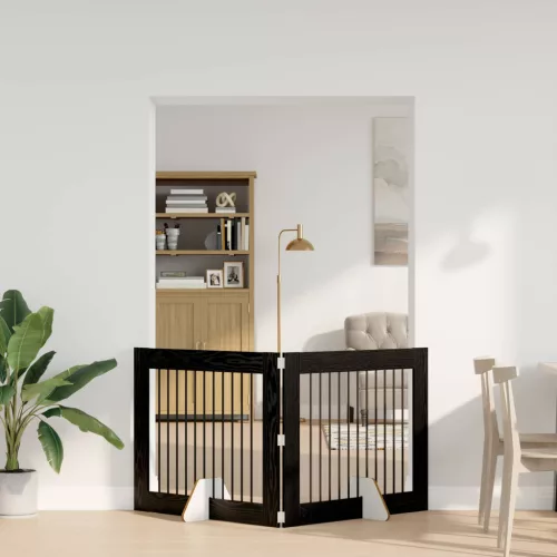  Kutyakerítés állványokkal 2 pcs Fekete Tölgy 100 x 80 cm