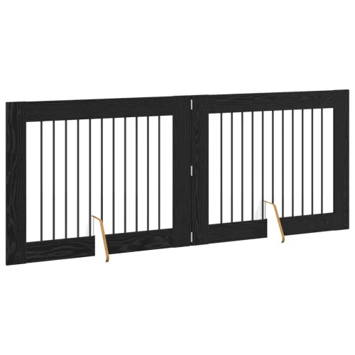  Kutyakerítés állványokkal 2 pcs Fekete Tölgy 100 x 80 cm